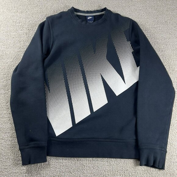 Vintage Nike Crew Neck Large Logo DotTed Sweatshirt Black Men’s Size Small - Picture 1 of 8